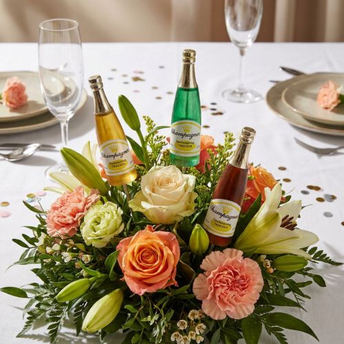 Artikel Plugg champagneflaskor brun, grön, gul 7,5 cm L28,5 cm 10 st.