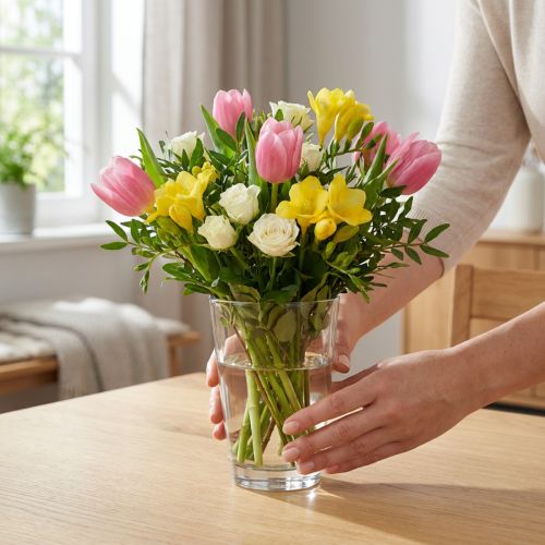 Glasvas klar Ø8cm H11cm för bordsdekoration | Floristik24.se