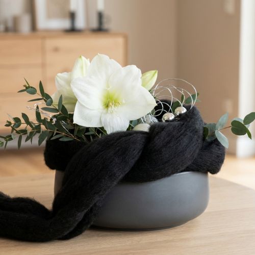 Artikel Dekorativ ull, ullsnöre, tovad ull för kreativt hantverk och blomsterdekorationer, 2m, svart