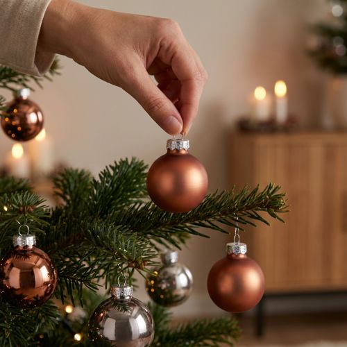 Mini julkulor silver aprikosglas Ø3cm 22 st | Floristik24.se
