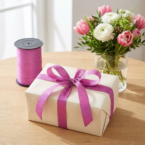 Presentband med Glitter Magnetico Metallic Pink 10mm 100m | Floristik24.se