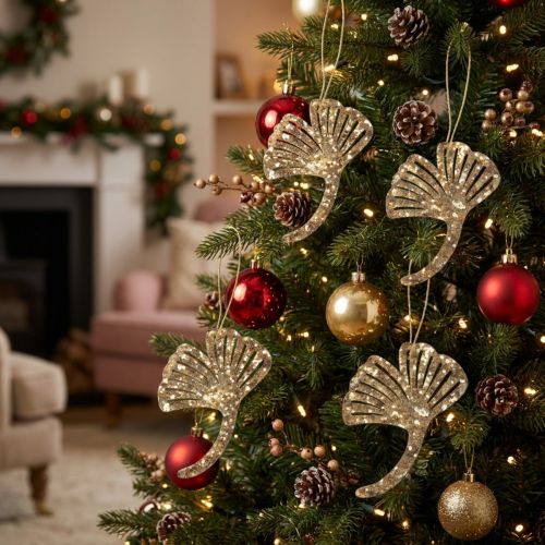 Deco galge trä gingko deco gingko blad guld 5x6,5cm 12 st | Floristik24.se