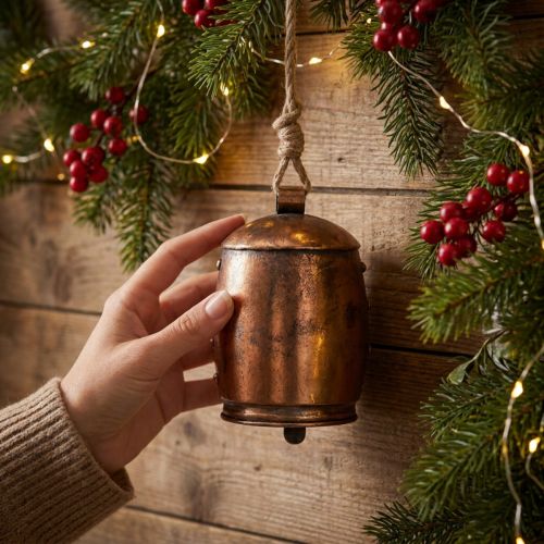 Deco hängare deco bell metall koppar vintage Ø13,5cm 49cm | Floristik24.se