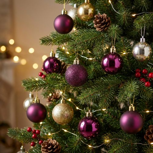 Mini julkulor lila plast Ø3cm H3,5cm 14 st | Floristik24.se