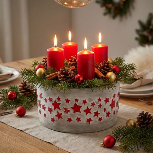 Planteringsskål till advent, planter med stjärnor, betongdekoration Ø20cm H11cm | Floristik24.se