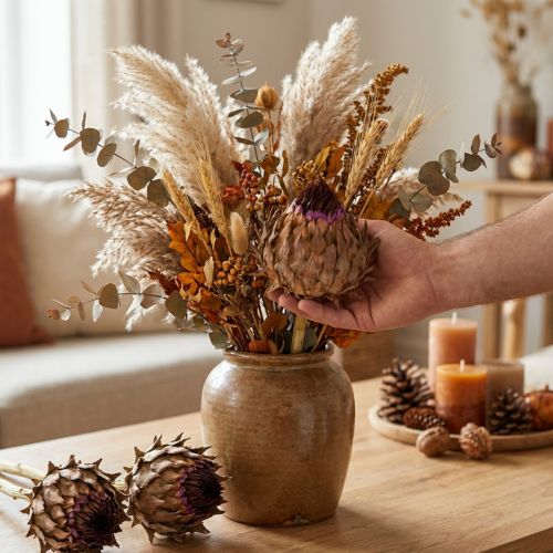 Kronärtskocksblomma torkad kronärtskocka Cynara Ø9cm 16 st | Floristik24.se