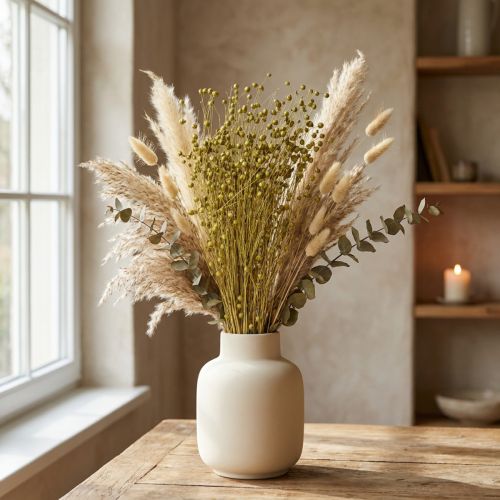 Dekorativa linfrö torkade blommor olivgröna 50g | Floristik24.se