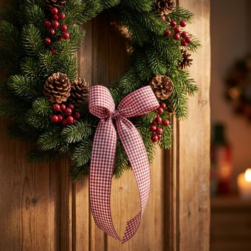 Presentband Rutig Bordeaux 15mm 20m | Floristik24.se
