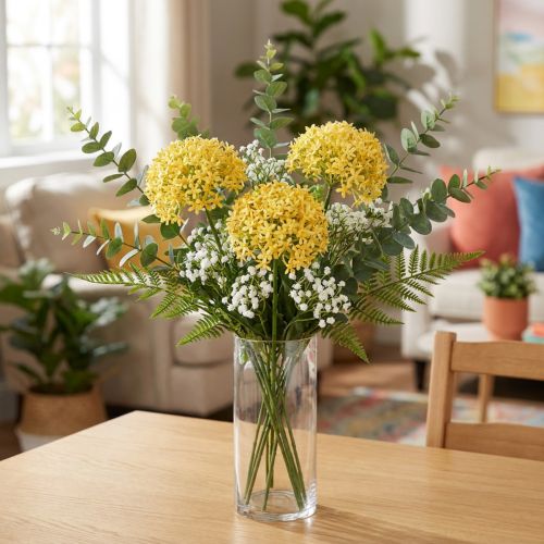 Prydnadslök Vild Allium konstgjord Gul 70cm 3 st | Floristik24.se