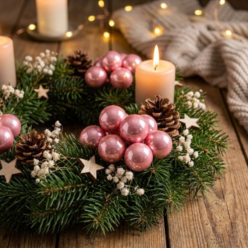Mini julkulor på tråd Ø20mm glas rosa 140p | Floristik24.se