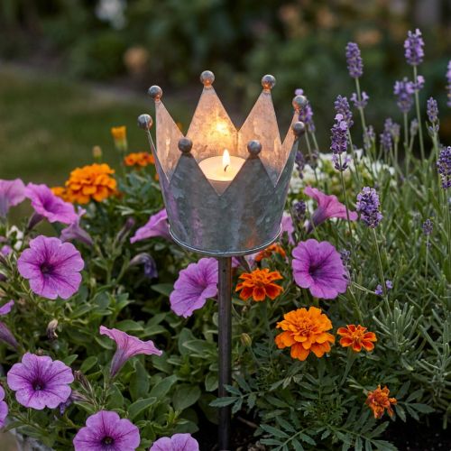 Värmeljushållare krona för stickning av zink Ø9,5cm H50cm | Floristik24.se