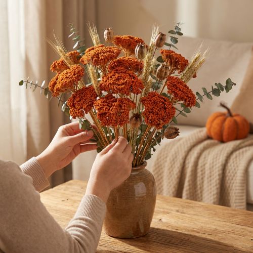 Torkade blommor av rölleka, Achillea Orange, 45-60 cm, 1 kg | Floristik24.se