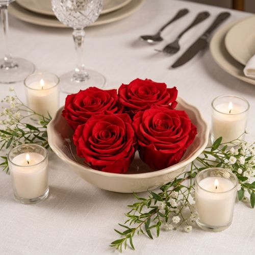 Äkta roshuvuden Infinity Roses Röda Premium Ø8,5cm 4 st | Floristik24.se