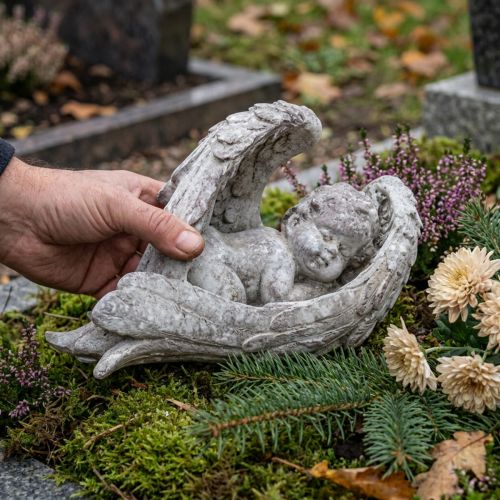 Artikel Dekorativ ängel sovande med vingar ängelfigur grav 22,5 cm