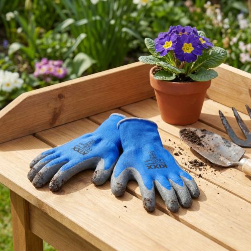 Kixx trädgårdshandskar i nylon storlek 8 blå, svarta | Floristik24.se