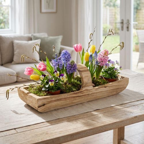 Träkorg med handtag, Paulowniaträ, 56×16 cm H16 cm | Floristik24.se