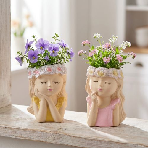 Dekorativ vas keramikplanter flicka Ø7,5cm H16cm 2 st | Floristik24.se