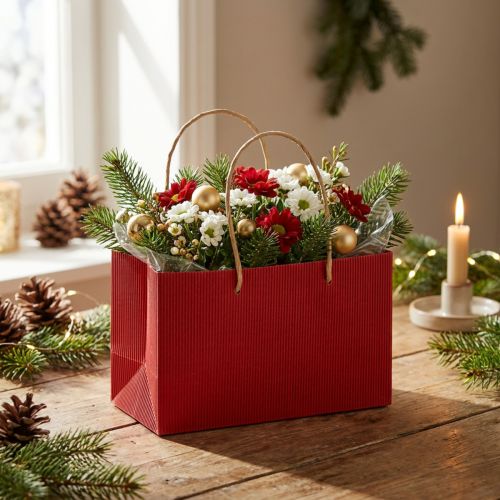 Artikel Presentpåsar röda papperspåsar med handtag 24×12×12cm 6st