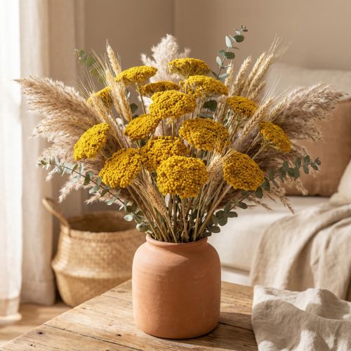 Achillea Natur Gelb Rölleka Torkade Blommor Gula 1kg | Floristik24.se