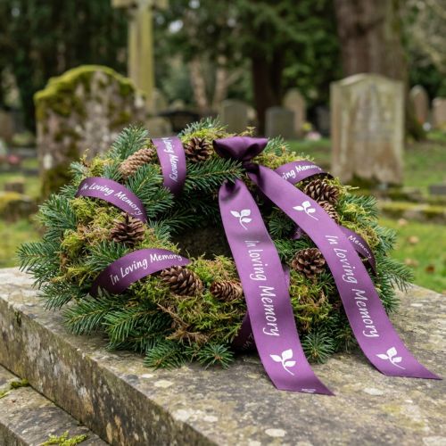 Artikel Sorgband i Lila Silver In Loving Memory 15mm 25m