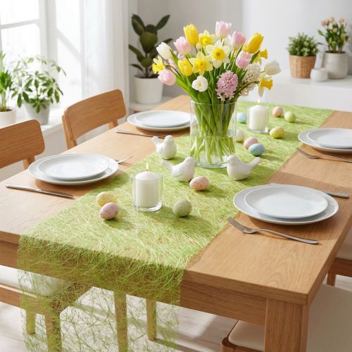 Deco fleece Sizoweb bordslöpare limegrön 30cm 5m | Floristik24.se