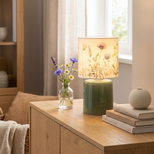 LED-bordslampa med blommönster för elegant vardagsrumsbelysning, 23 cm | Floristik24.se