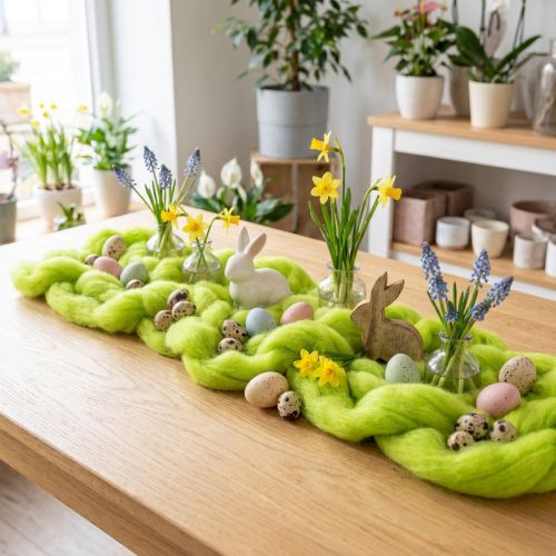 Grön filtvadd i 100 % ull för dekoration och pyssel 2 m | Floristik24.se
