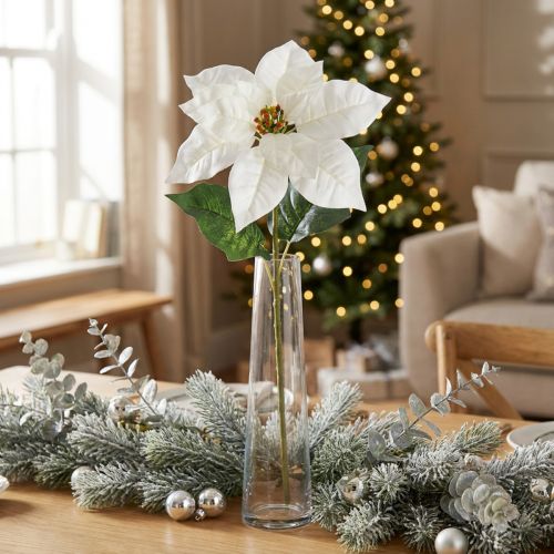 Julstjärna konstgjord blomma vit 67cm | Floristik24.se