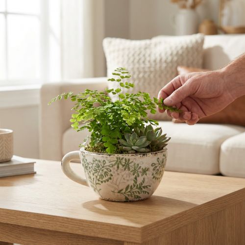 Keramisk kruka med blommönster, rumsdekoration, 18 cm | Floristik24.se