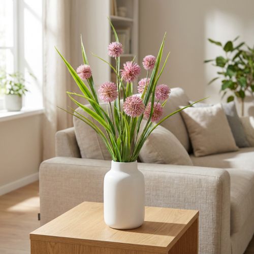 Konstgjorda blommor bollblomma allium prydnadslök konstgjord rosa 45cm | Floristik24.se