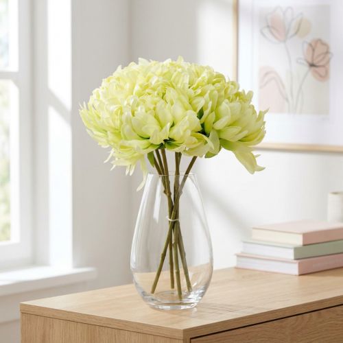 Bukett av krysantemum konstgjord grädde, gul 28cm 6st | Floristik24.se
