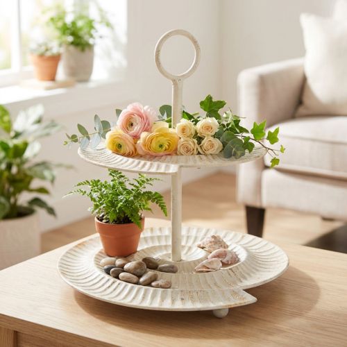 Artikel Vintage serveringsställ i flera etager för elegant dekoration i vardagsrummet eller på fönsterbrädan, 39 cm