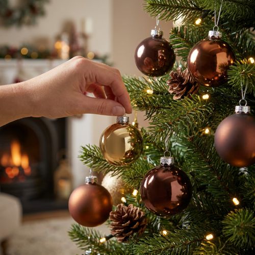 Julkulor guldbruna mix glaskulor Ø4cm 24 st | Floristik24.se