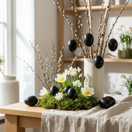 Artikel Gåsägg Svarta Utblåsta ägg Påskdekoration 10 st