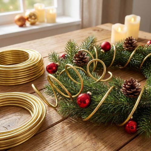 Aluminiumtråd 5mm 500g guld för blomsterhandel, hantverk och dekoration | Floristik24.se