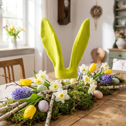 Artikel Kanin dekoration öron gul grön pistage påsk på pinne 56cm