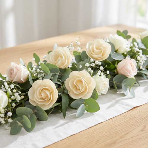 Dekorativa rosor krämfärgade konstgjorda rosor trärosor Ø7,5 cm 12 st | Floristik24.se