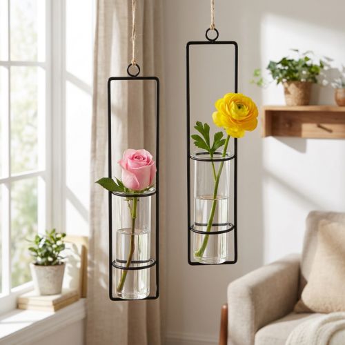 Provrörsdekoration för upphängning av minivaser glas Ø6cm 32cm 2st | Floristik24.se