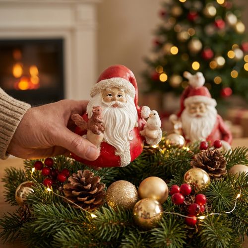 Julfigurer jultomte med djur 10x7x9cm 2st | Floristik24.se