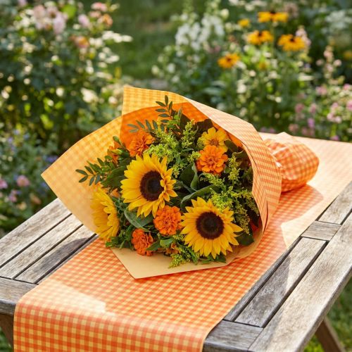 Manschettpapper 37,5 cm Ljus orange Rut 100m | Floristik24.se