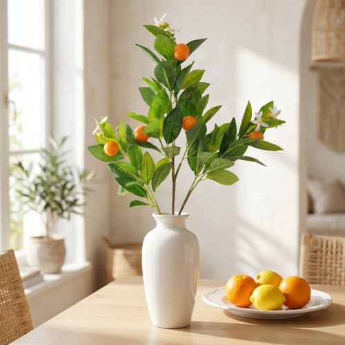 Dekorativ orange gren och blommor Konstgjord orange gren 78cm | Floristik24.se