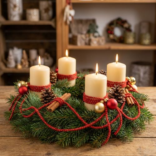 Ulltråd med trådfiltsnöre glimmerröd Ø5mm 33m | Floristik24.se