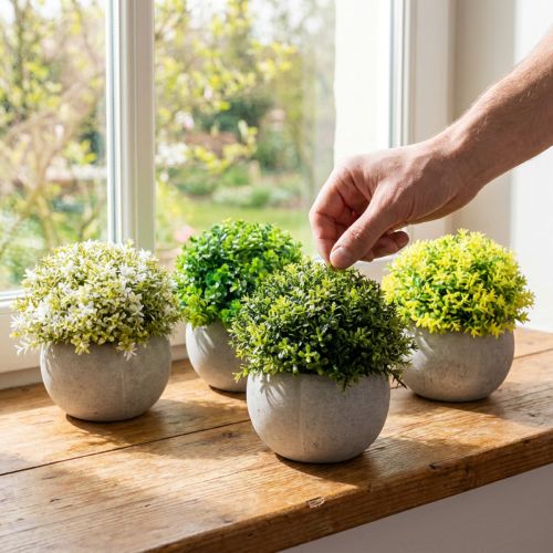 Artikel Konstgjorda växter Konstgjord buxbom 12,5cm×Ø12cm 4st