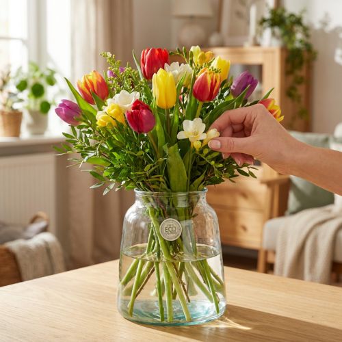 Blomvas glas klarglas vas bordsdekoration Ø18cm H22cm | Floristik24.se