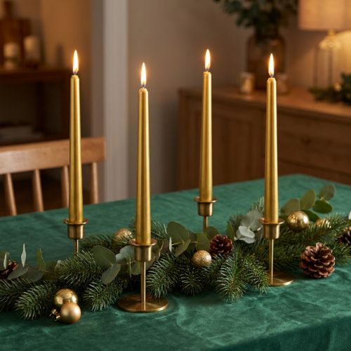 Avsmalnande ljus 300/23 guld bordsljus 12 st | Floristik24.se
