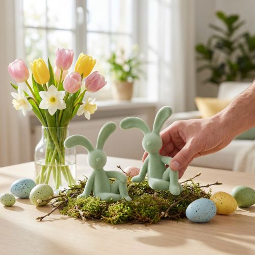 Dekorativ påskharefigur för snygg heminredning och påsk, 22 cm, 2 stycken | Floristik24.se