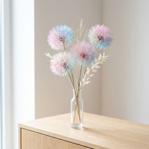 Maskrosdekoration, torkad blomma, stabiliserad och färgad, delikat, hållbar, 12 cm, 4 stycken | Floristik24.se