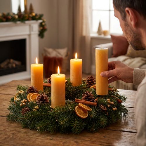 Koniska ljus enfärgade ljus honung 34x240mm 4 st | Floristik24.se