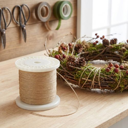 Artikel Vintråd, naturlig, tunn tråd på spole, 0,80 mm, 1 kg
