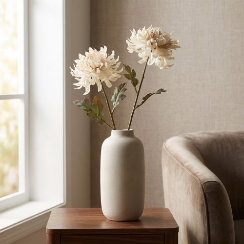 Krysantemum Konstgjorda Dekorativa Blommor Kräm L72cm 2st | Floristik24.se